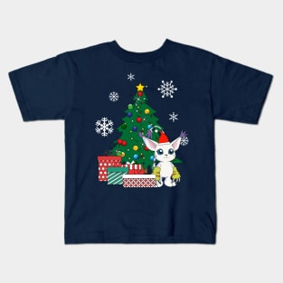 Gatomon Around The Christmas Tree Digimon Kids T-Shirt